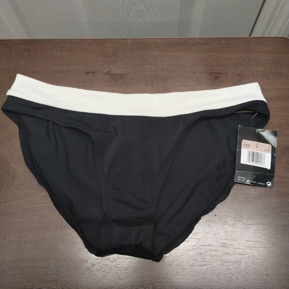 Nike NWT Women's Size 12 Hipster Black White Moderate Coverage Bikini Bottom - Picture 1 of 7